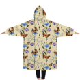 thumbnail image 2 of Oversized Wearable Blanket Hoodie,Butterfly Flower Plant Pattern Sherpa Blanket Hoodie with Super Pockets,Super Warm Fuzzy Pullover for Women & Men, 2 of 6