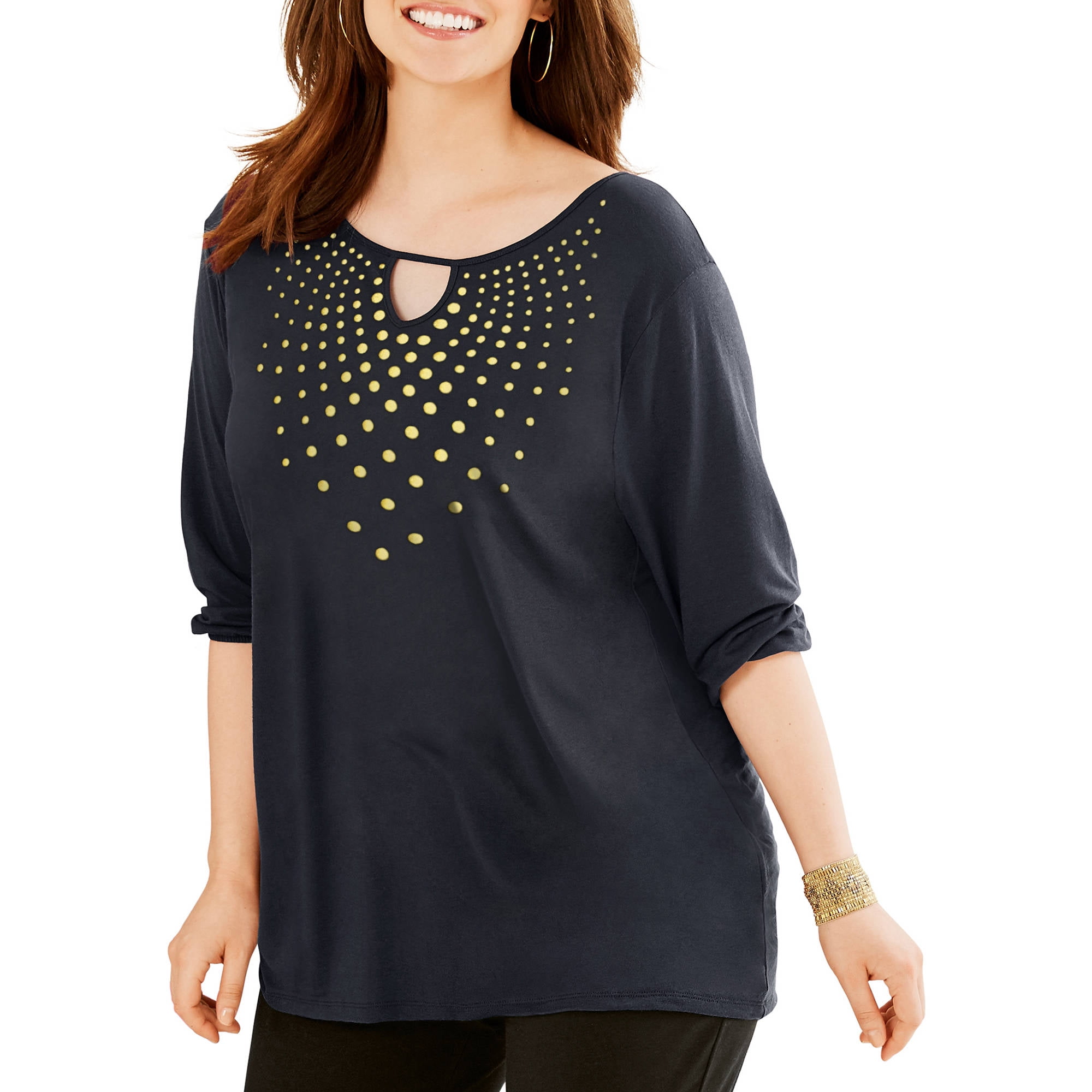 Just My Size Women's Plus-Size Printed Long-Sleeve Scoop neck T-shirt - Walmart.com