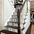 thumbnail image 3 of 3D Stair Stickers - Removable Tile Decals for Stair Risers, Peel and Stick, 39.3Inch x 7.08Inch,Black and white mosaic pattern wall sticker, 3 of 9