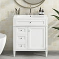 thumbnail image 2 of 30'' Bathroom Vanity with Top Sink, Modern Bathroom Storage Cabinet with 2 Drawers and a Tip-out Drawer, Single Sink Bathroom Vanity Cabinet, White, 2 of 8
