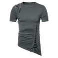 thumbnail image 2 of pstuiky camisetas de hombre, Blusa informal de manga corta con cuello vuelto y botones de color liso para hombre camisetas de hombre xxl, 2 of 8