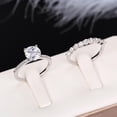 thumbnail image 5 of PERITANG 2pcs His and Hers Wedding Ring Sets Couples Engagement Rings Women and Men 925 Sterling Silver AAA Cubic Zirconia Simple Love Personality Ring Set, 5 of 8