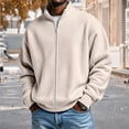 thumbnail image 2 of Fgnfyis Jacket for Men Casual Lightweight Textured Stand Collar Zippered Outerwear for Daily Streetwear and Stylish Winter Coats for Men Khaki XXL, 2 of 6