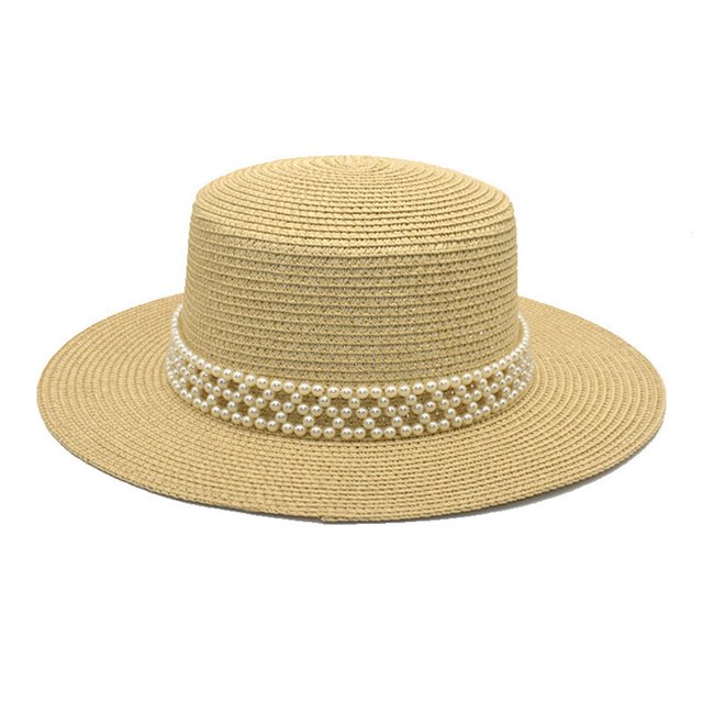 Adults Unisex Retro Western Cowboy Riding Hat Leather Belt Pearl Wide Cap Straw Hat