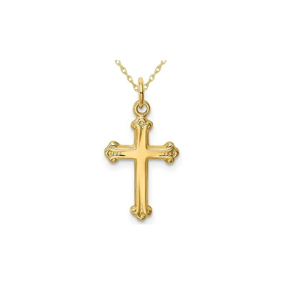 14K Yellow Gold Cross Pendant Necklace with Chain