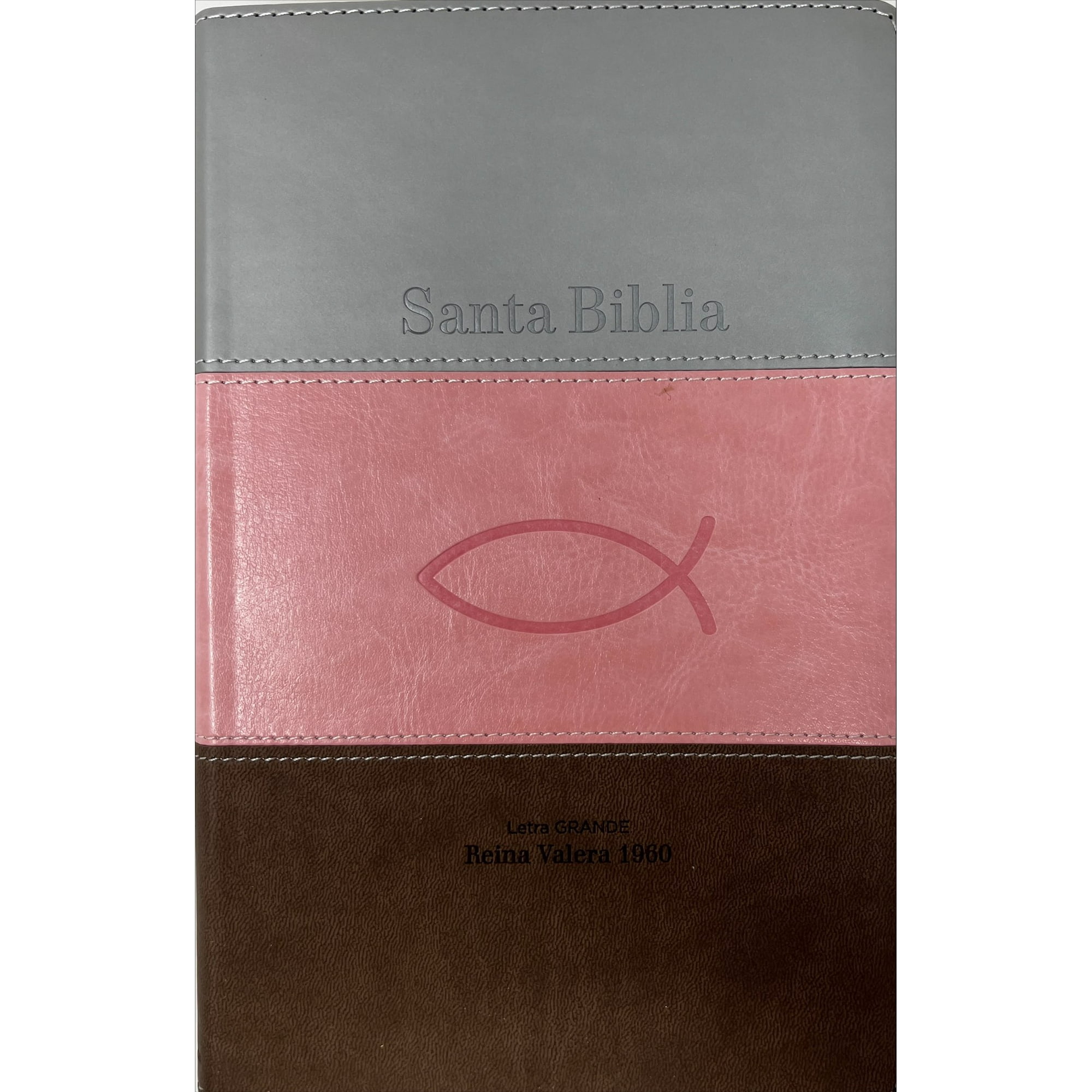 Biblia RVR 1960 Letra Grande Tamaño Manual Tricolor Rosa Blanco Marron