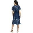 thumbnail image 2 of Bimba Women's Drawstring Waist Knee Length Dress Navy Blue Summer Casual Wear-4, 2 of 5