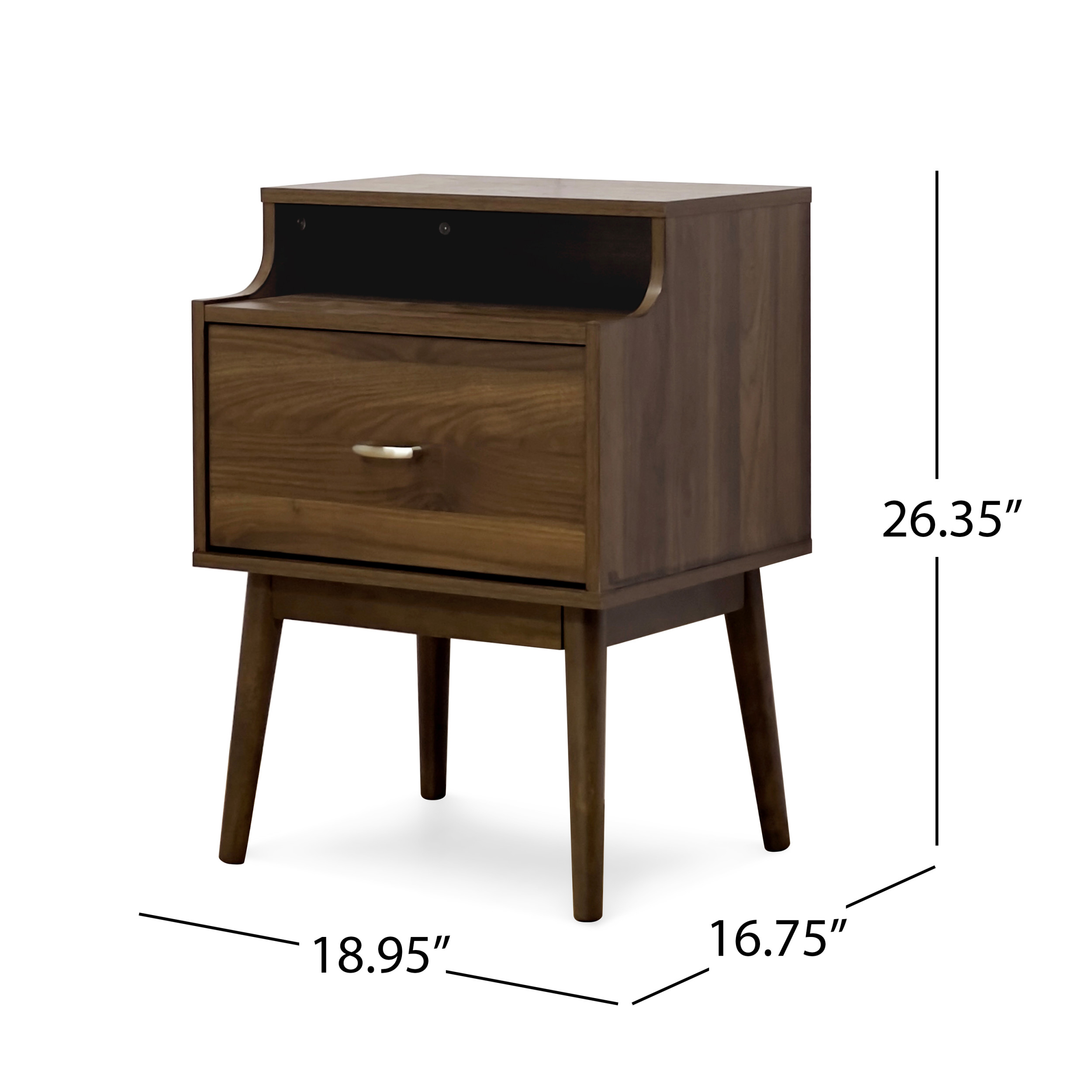 Noble House Starla Wooden 3 Piece 5 Drawer Dresser and Nightstand Bedroom Set, Columbia Walnut