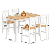 Soges 4-Person Dining Table Set 5 Pieces, Wood Kitchen Table Set with 4 Chairs for Kitchen Dining Room Restaurant, White&Oak