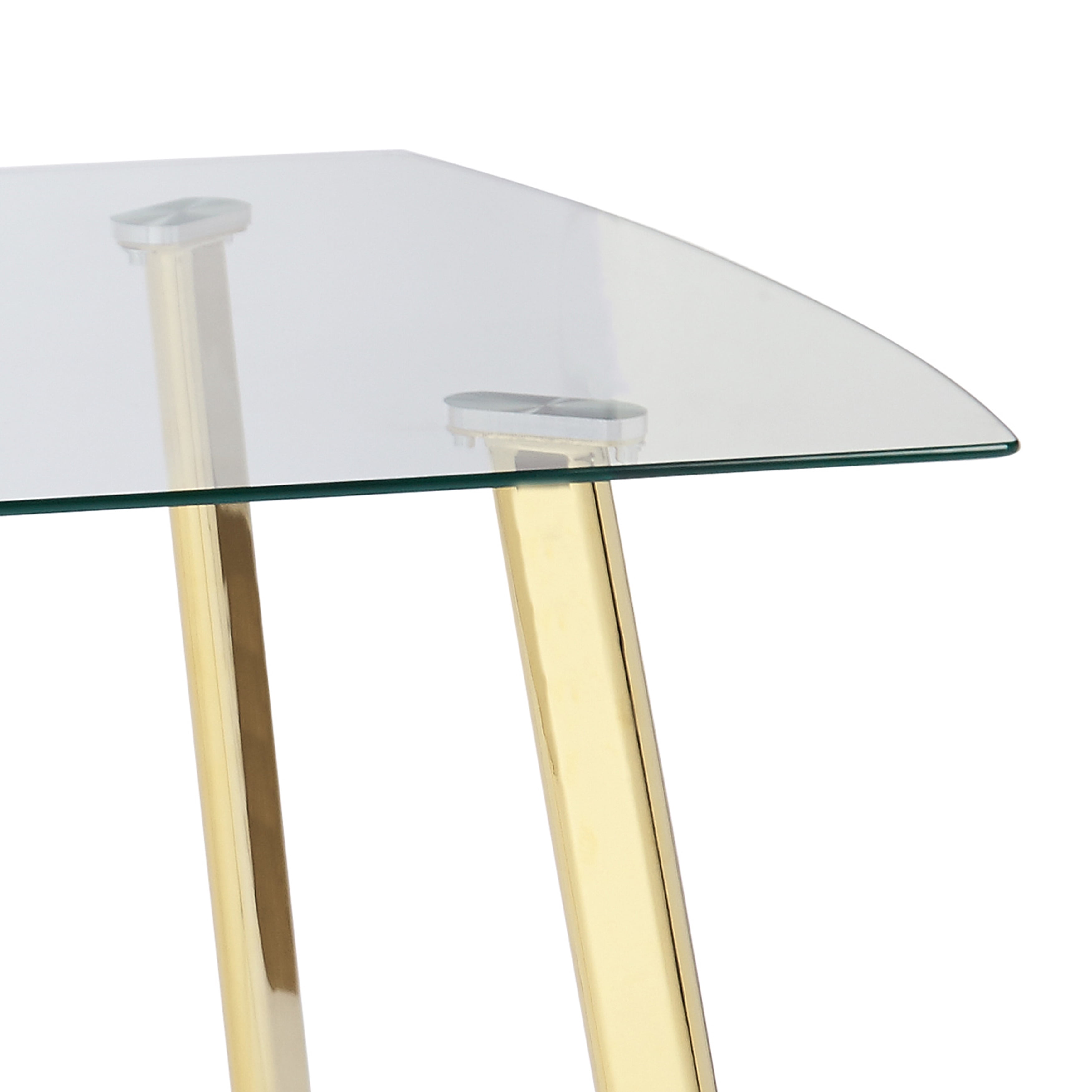 TMS Nola Indoor Dining Table with Tempered Glass Top and Gold-Tone Legs