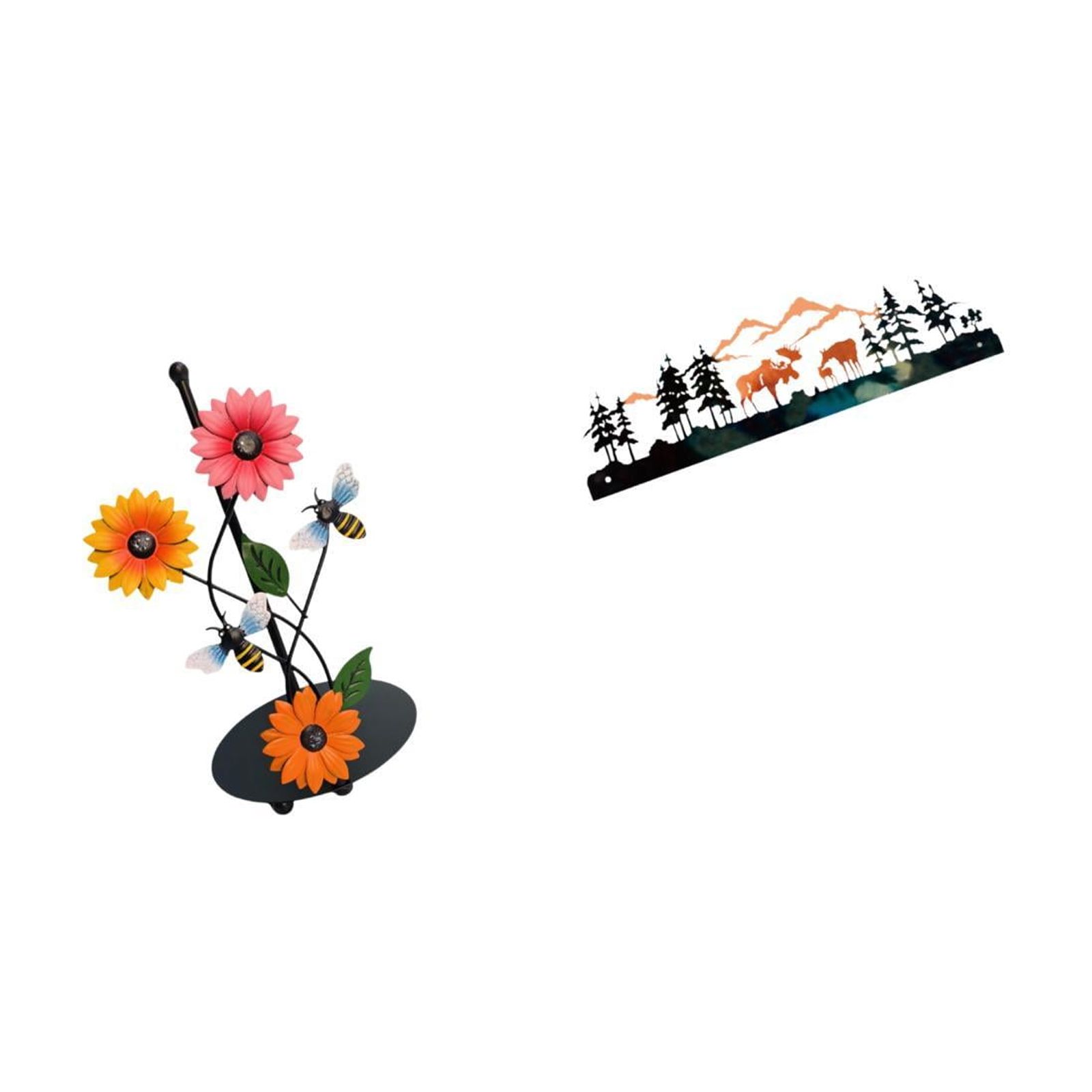 Fiocias Deer Paper Towel Holder Sculpture Non Slip Vertical Tissue Rack Wall Decor Hanging for Home Garden Fence Outdoor Indoor Porch Decorative