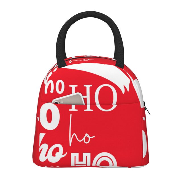Easygdp Saying Ho Ho Ho Bolsa de Almuerzo Insulada Grande, Forro de Aluminio, Diseño Espacioso, a Prueba de Fugas, Ideal para Trabajo, Picnics, Viajes y Actividades al Aire Libre