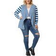 thumbnail image 3 of MODA NOVA Juniors' Plus Size Long Sleeve Mixed Striped Cardigan, 3 of 6