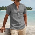 thumbnail image 5 of Guluxicc Men's Cotton V-Neck Shirts with Pocket Button Short Sleeve Shirts for Everyday Wear Summer Casual Outfits, 5 of 6