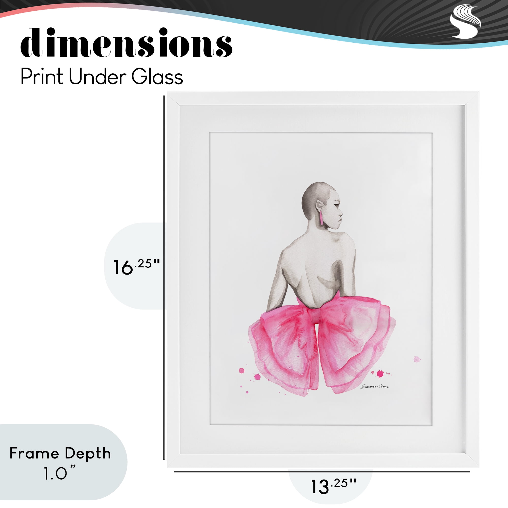 Stupell Industries Pink Bow Portrait From Behind White Framed Print Under Glass, design by Simone Elum