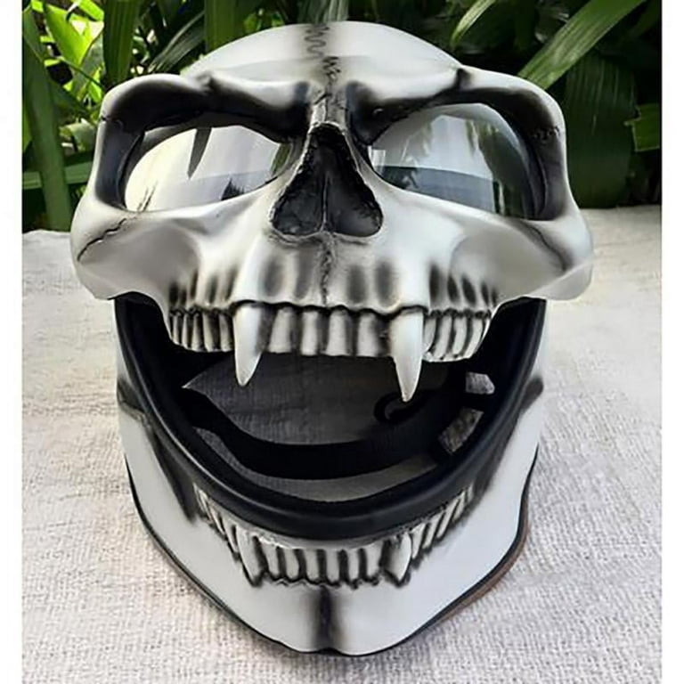 badass skull motorcycle helmets White Walker Custom Airbrush Helmet The slim design perfectly contours around heads small and large for a sleek look without creating a mushroom shape 9 Skull Motorcycle Helmets That