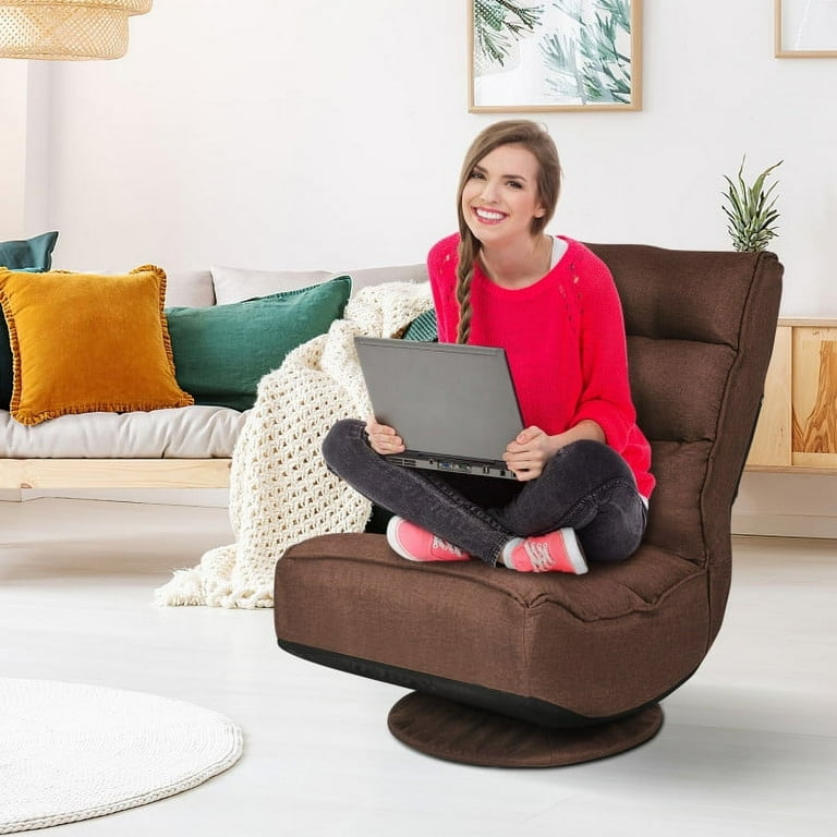 GIVIMO 5 Position Folding Floor Gaming Chair Rustic Brown Walmart