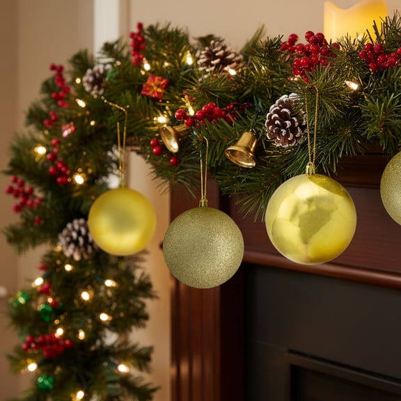 Northlight 12ct Shatterproof 4-Finish Christmas Ball Tree Ornament Set 4" - Gold