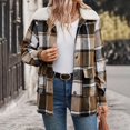 thumbnail image 2 of Fall And Winter Fashion Jackets For Women Lapel Long Sleeved Breasted Versatile Casual Checkered Khaki Outwear Coats L, 2 of 9