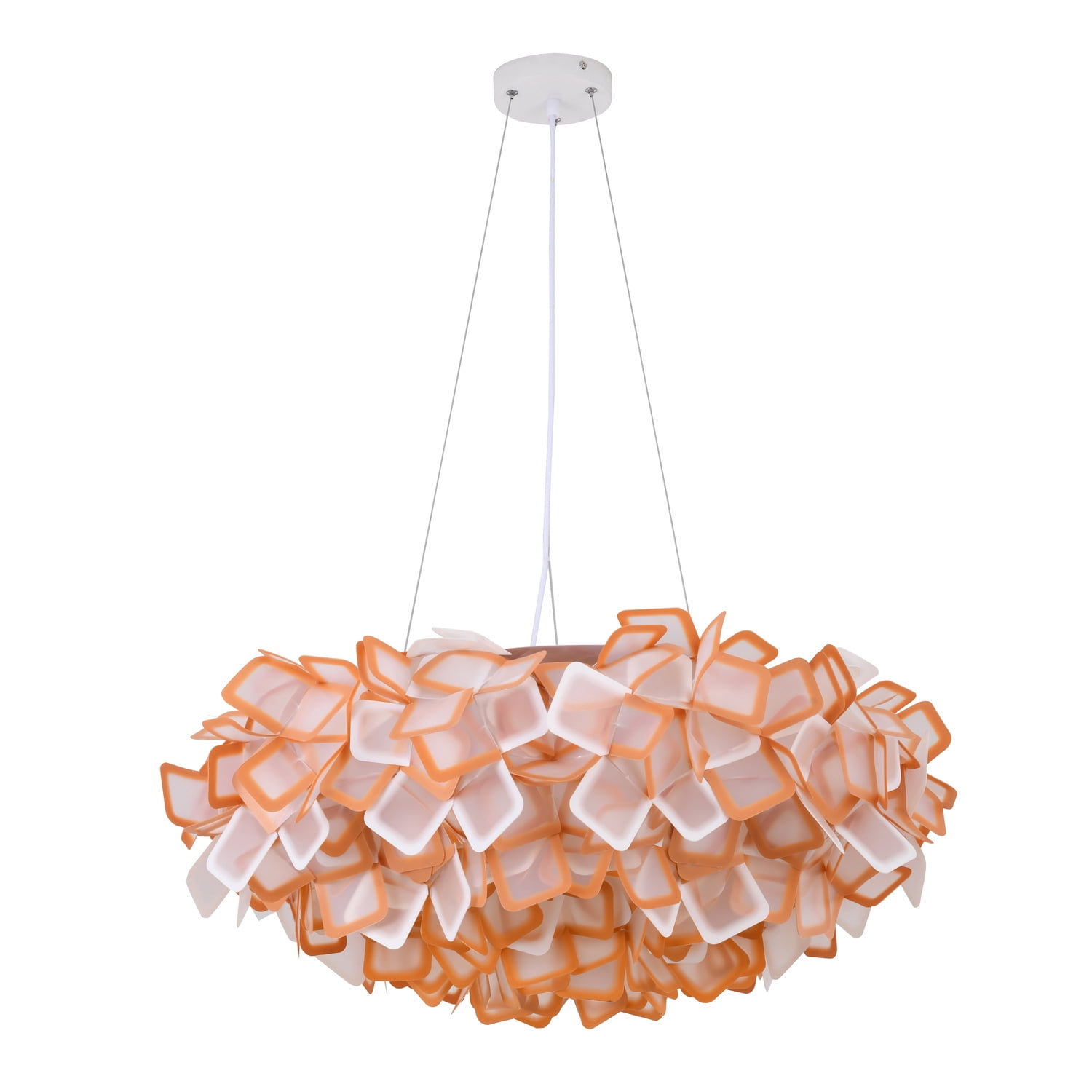 Homestock Renaissance Rhapsody Chandelier - White & Orange Acrylic Frame, 30.70" Diameter X 9.80" Height, Adjustable Cord Length, Color Temperature Of 4000K