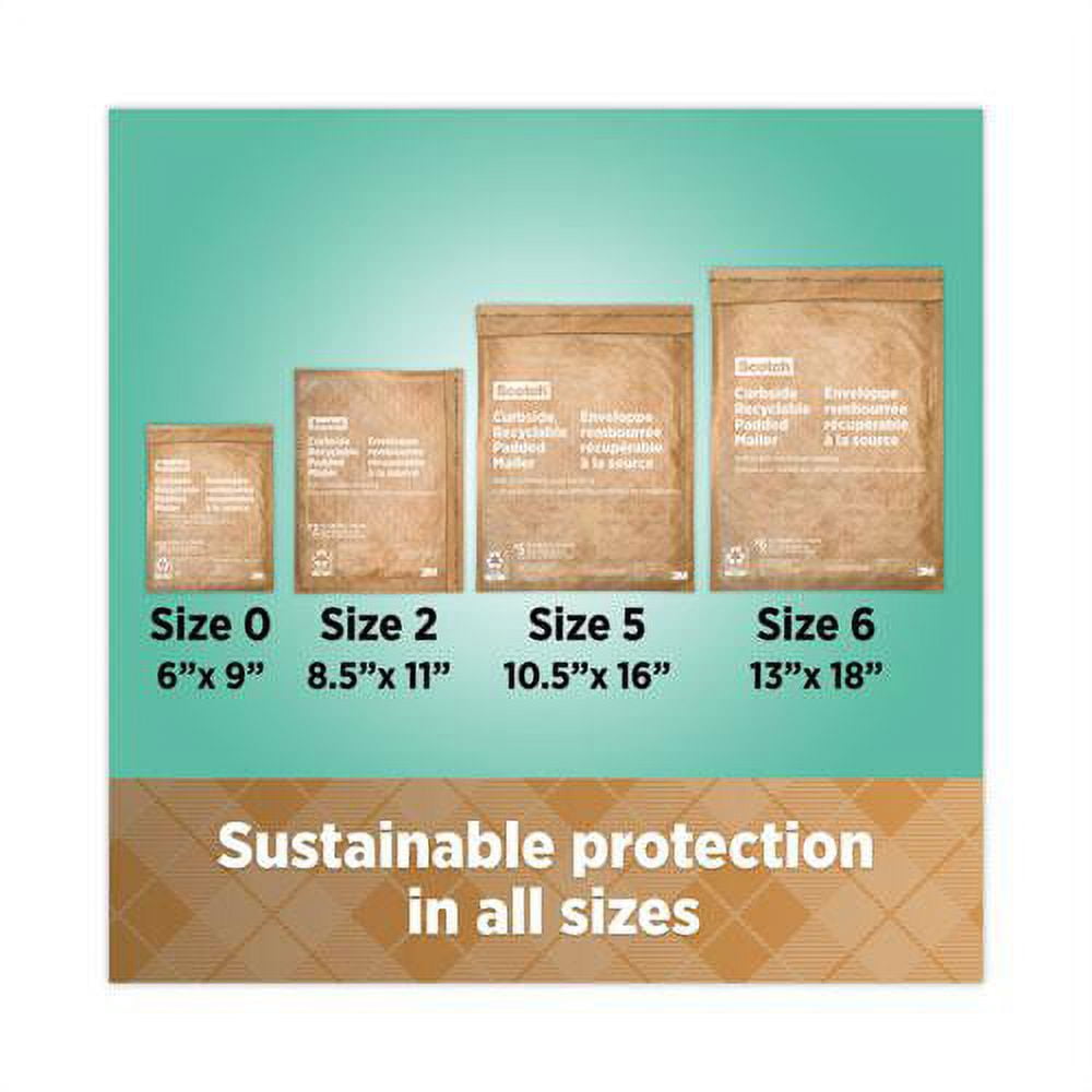 3m CR51 Curbside Recyclable Padded Mailer, #5, Self-adhsve Closure, Interior Dimensions: 10.8ae X 14.8ae, Natural Kraft, 100/carton