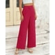 thumbnail image 2 of Pantalones de pierna ancha BTFBM para mujer, elásticos, cintura alta, color rojo Palazzo 18, 2 of 9