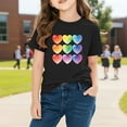 thumbnail image 5 of Girls Rainbow Heart Short Sleeve T-Shirt | 100% Cotton Cute Graphic Tee for Kids Ages 4-10, Valentine's Day Casual Top,Size 3 T, 5 of 9