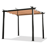 Domi Outdoor Living 10’ X 10’ Outdoor Retractable Pergola with Weather-Resistant Canopy Aluminum Garden Pergola Patio Grill Gazebo for Courtyard