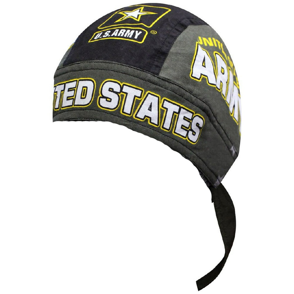 Buy Caps & Hats - Army Doo Rag Cap with Sweatband Black Cotton Durag