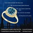 thumbnail image 2 of Gem Stone King 10K Yellow Gold London Blue Topaz and White Diamond Ring for Women (2.02 Cttw, Cushion 7MM, Gemstone Birthstone, Available in Size 5, 6, 7, 8, 9), 2 of 7