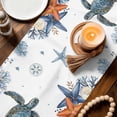 thumbnail image 3 of Sea Turtle Coastal Table Runner 72 Inches, Summer Coral Starfish Nautical Bed Runner Dresser Scarves Tabletop for Indoor Outdoor Parties/Ceremony/Banquet, 14" x 72", 3 of 9