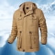 thumbnail image 2 of Gibobby Chamarra hombre casual Abrigos de invierno para hombre, chamarra de franela de moda para hombre, chaquetas ligeras con cierre(Caqui,XG), 2 of 5