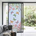 thumbnail image 3 of Blue Pink Flowers Window Privacy Film, Spring Floral Butterfly Elegant Pastoral Static Cling UV Sun Blocking Heat Control Window Tint Day and Night, Non-Adhesive One Way Privacy Cover 35.4''x78.7'', 3 of 7