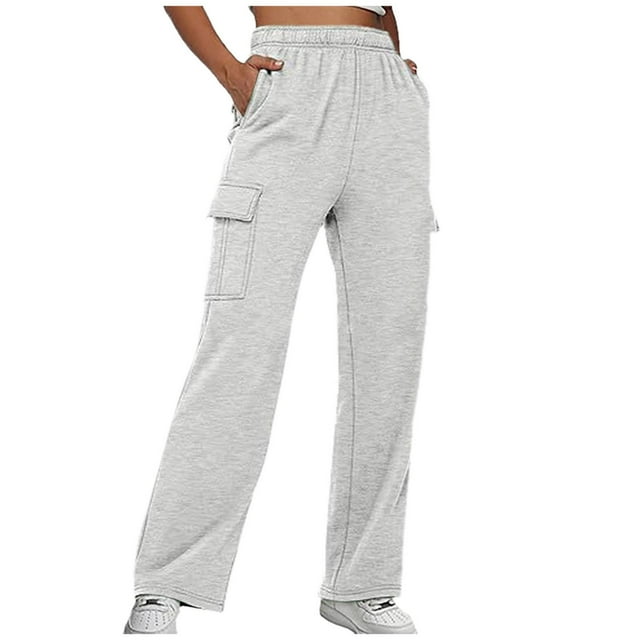 Pantalones rectos lisos con cintura elástica para mujer - Diseño con tirantes, poliéster, ropa informal - Tallas S-XXL