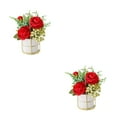 thumbnail image 3 of mmirethe Fake Peony Silk Hydrangea Flower Realistic Appearance Artificial Flowers With Vase Simulation Flower Set Low Maintenance Pinellia red 2Set, 3 of 6