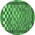 thumbnail image 1 of Ahgly Company Indoor Round Checkered Emerald Green Modern Area Rugs, 7' Round, 1 of 4