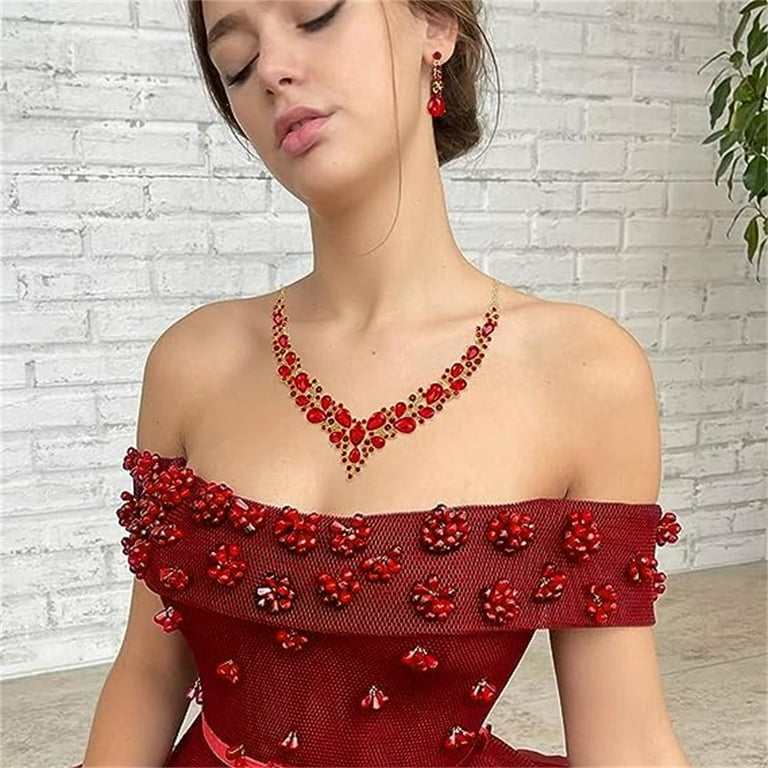 Elegant Crystal Costume Jewelry Sets Bridal Necklace Earrings Set for Bride Bridesmaid Wedding Party Prom Dress Accessories Walmart