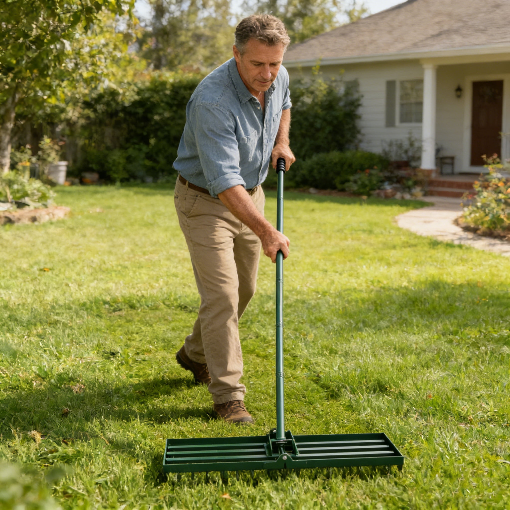 Garden Backyard Farmland Golf Course Compost Sand Leveling With 79.5 Long Handle Heavy Duty Tool Lawn Leveling Rake