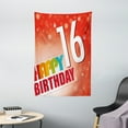 thumbnail image 1 of 16th Birthday Decorations Tapestry, New Age Celebration Party Joyful Cheerful Years Cute Artful Print, Wall Hanging for Bedroom Living Room Dorm Decor, 40W X 60L Inches, Red White, by Ambesonne, 1 of 2