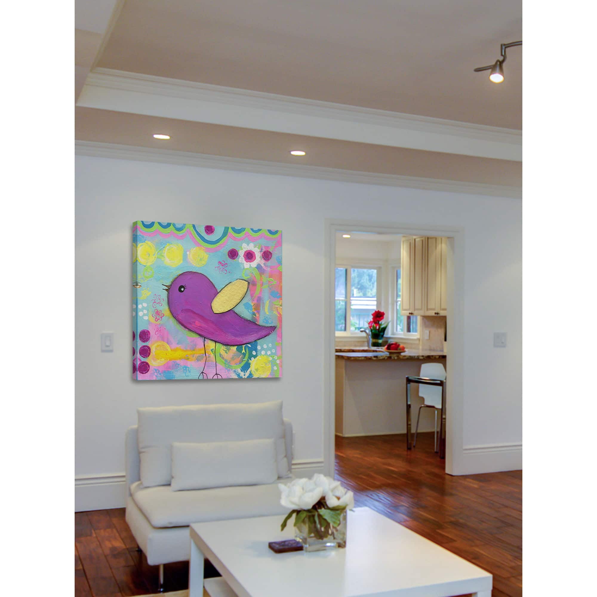 Marmont Hill "Purple Bird" by Jill Lambert Painting Print on Wrapped Canvas