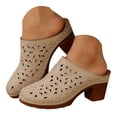 thumbnail image 3 of YLYL Women's Mules Slippers Hollow out Closed Toe Chunky Mid Heel Slip on Casual Summer Sandals, 3 of 7