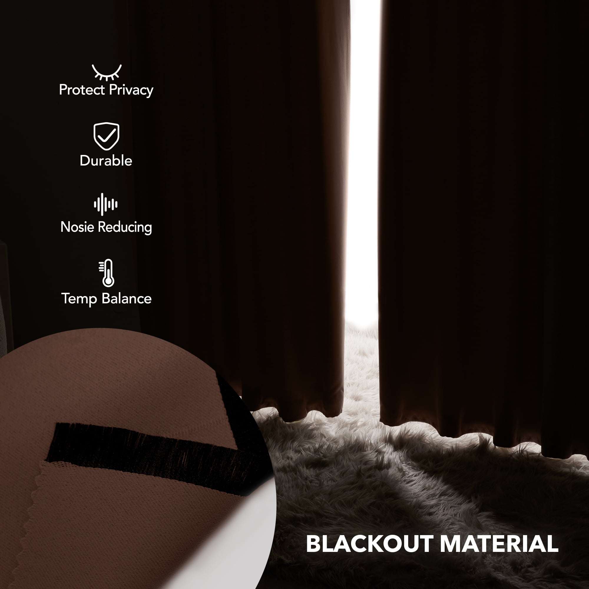 Deconovo Black Out Curtains for Bedroom 63 inches Long, 2 Panels, Thermal Insulated Rod Pocket Window Drapes, 38" x 63", Chocolate