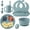 Gray, variant on AYAOQIANG Soft Silicone Baby Feeding Set With Pattern Baby Toddler Tableware Set Baby Led Weaning Supplies Includes Adjustable Bib,Suction Bowl Suction Divided Plate Straw Cup First Stage Spoon Fork