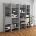 Bookcase concrete grey 60x35x180 cm wood material
