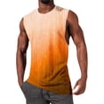 thumbnail image 2 of Mens Sleeveless Tank Tops Workout Muscle Gym T Shirts Crew Neck Gradient Tee Tops Size 2XL Orange, 2 of 5