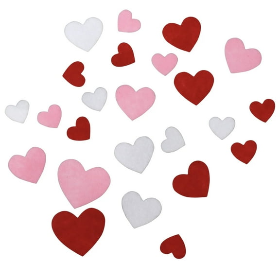 Valentine's Day Heart Shaped Red White Pink Felt Peel and Stick 100 Count Stickers