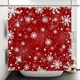 thumbnail image 3 of Snowflakes Shower Curtains Red White Christmas Abstract Xmas Snow Bathroom Decor Winter Holiday Festival New Year Rustic Farmhouse Kids Shower Curtain Waterproof Fabric with Hooks,72x84, 3 of 6