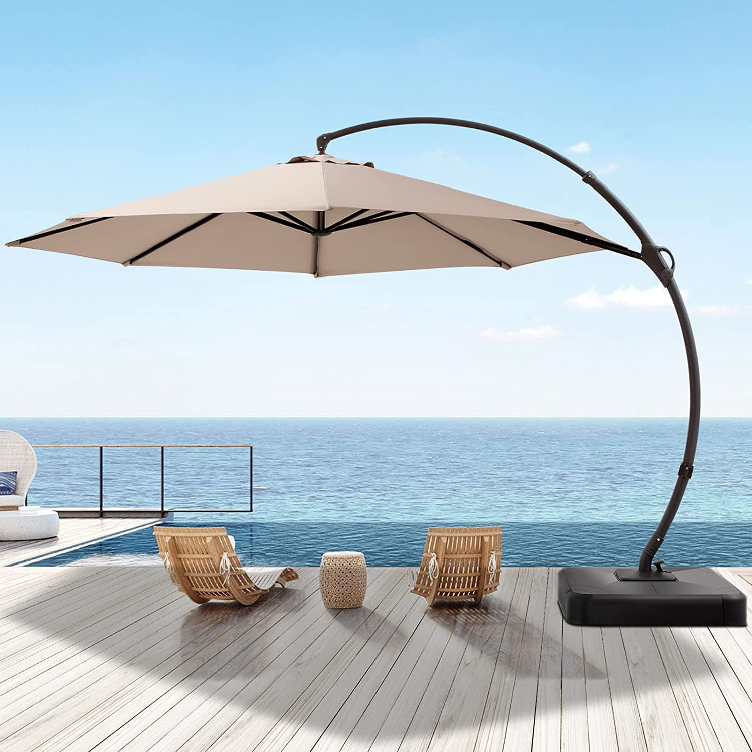 LAUSAINT HOME 12FT Upgraded Patio Umbrella with Base, Large Hanging