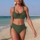 thumbnail image 5 of Trajes de Baño de Cintura Alta para Mujeres Traje de Baño de Color Sólido con Bolsillo Pantalones Deportivos Traje de Baño Dividido Tangini, 5 of 6