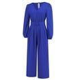 thumbnail image 4 of Women Casual Fashion Women's Solid Color Long Sleeved Jumpsuit Pants Long Sleeve Body Suits Women Cute New Years Eve Outfits Overalls Summer Elegant Jumpsuit for Women Evening Party Overall Outfit, 4 of 8